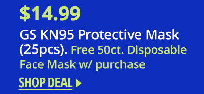 GS KN95 Protective Mask (25pcs), Free 50ct. Displosable Face Mask w/ purchase