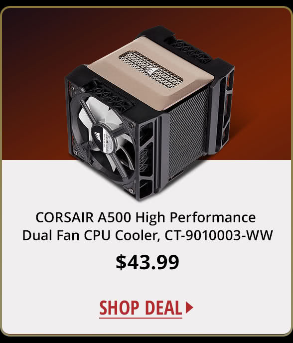 CORSAIR A500 High Performance Dual Fan CPU Cooler, CT-9010003-WW