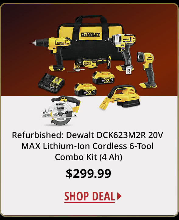 Refurbished: Dewalt DCK623M2R 20V MAX Lithium-Ion Cordless 6-Tool Combo Kit (4 Ah)