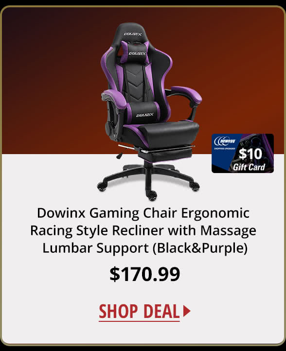 Dowinx Gaming Chair Ergonomic Racing Style Recliner with Massage Lumbar Support (Black&Purple)