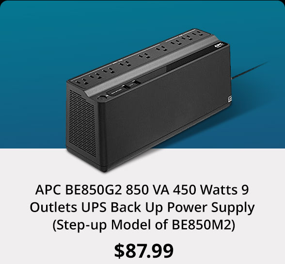 APC BE850G2 850 VA 450 Watts 9 Outlets UPS Back Up Power Supply (Step-up Model of BE850M2)
