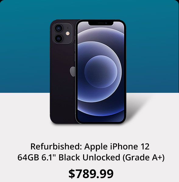 Refurbished: Apple iPhone 12 64GB 6.1" Black Unlocked (Grade A+)
