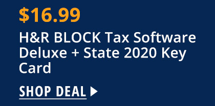 $16.99 H&R BLOCK Tax Software Deluxe + State 2020 Key Card