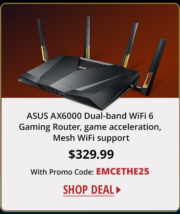 ASUS AX6000 Dual-band WiFi 6 Gaming Router, game acceleration, Mesh WiFi support