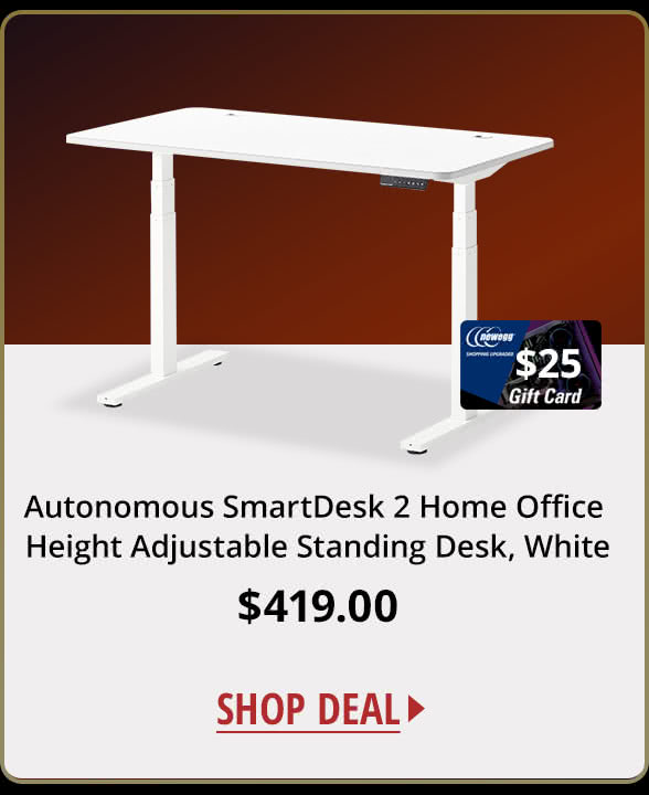 Autonomous SmartDesk 2 Home Office Height Adjustable Standing Desk, White