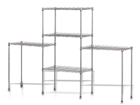 3-Tier Changeable Assembly Floor Standing Carbon Steel Storage Rack Silver
