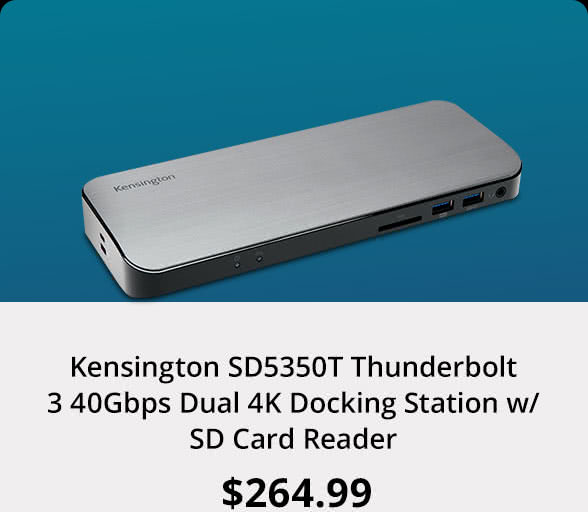 Kensington SD5350T Thunderbolt 3 40Gbps Dual 4K Docking Station w/ SD Card Reader