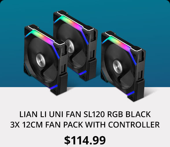 LIAN LI UNI FAN SL120 RGB BLACK 3X 12CM FAN PACK WITH CONTROLLER