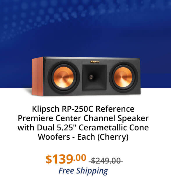 Klipsch RP-250C Reference Premiere Center Channel Speaker with Dual 5.25" Cerametallic Cone Woofers - Each (Cherry)
