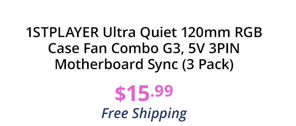 1STPLAYER Ultra Quiet 120mm RGB Case Fan Combo G3, 5V 3PIN Motherboard Sync (3 Pack)