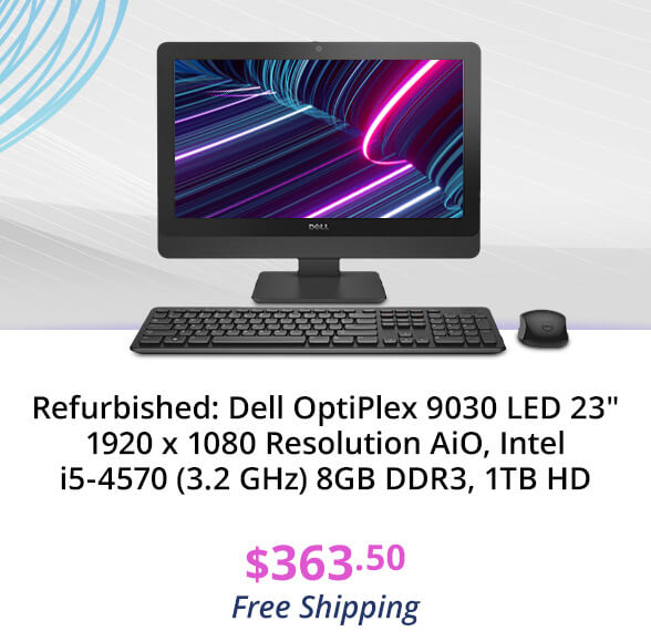 Refurbished: Dell OptiPlex 9030 LED 23" 1920 x 1080 Resolution AiO, Intel i5-4570 (3.2 GHz) 8GB DDR3, 1TB HD