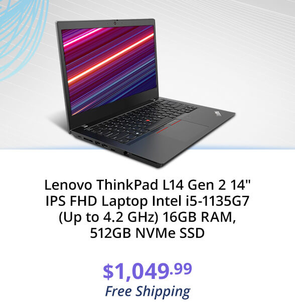 Lenovo ThinkPad L14 Gen 2 14" IPS FHD Laptop Intel i5-1135G7 (Up to 4.2 GHz) 16GB RAM, 512GB NVMe SSD