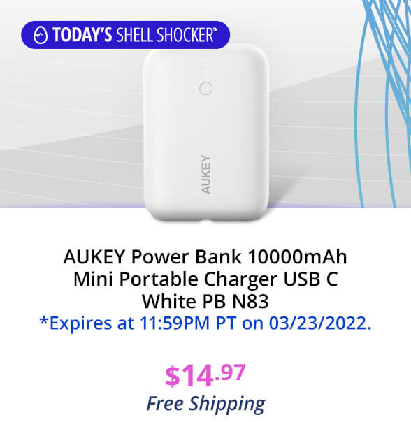 AUKEY Power Bank 10000mAh Mini Portable Charger USB C White PB N83