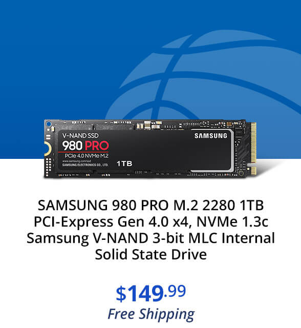 SAMSUNG 980 PRO M.2 2280 1TB PCI-Express Gen 4.0 x4, NVMe 1.3c Samsung V-NAND 3-bit MLC Internal Solid State Drive