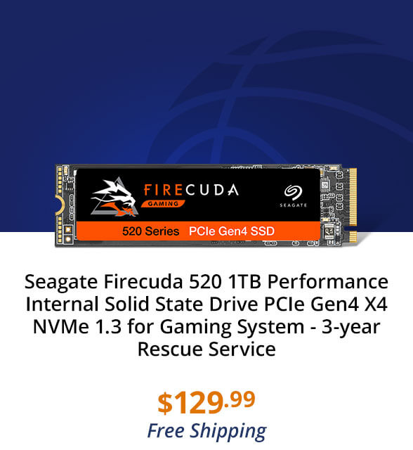 Seagate Firecuda 520 1TB Performance Internal Solid State Drive PCIe Gen4 X4 NVMe 1.3 for Gaming System - 3-year Rescue Service