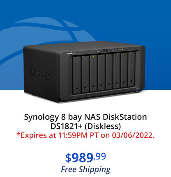 Synology 8 bay NAS DiskStation DS1821+ (Diskless)