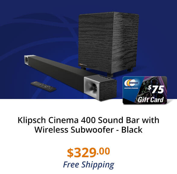 Klipsch Cinema 400 Sound Bar with Wireless Subwoofer - Black