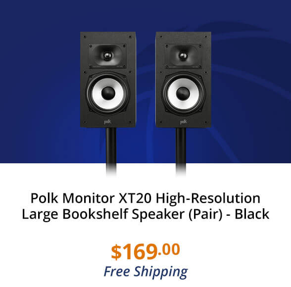 Polk Monitor XT20 High-Resolution Large Bookshelf Speaker (Pair) - Black