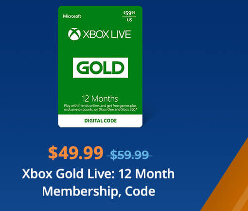 $49.99 Xbox Gold Live: 12 Month Membership, Code