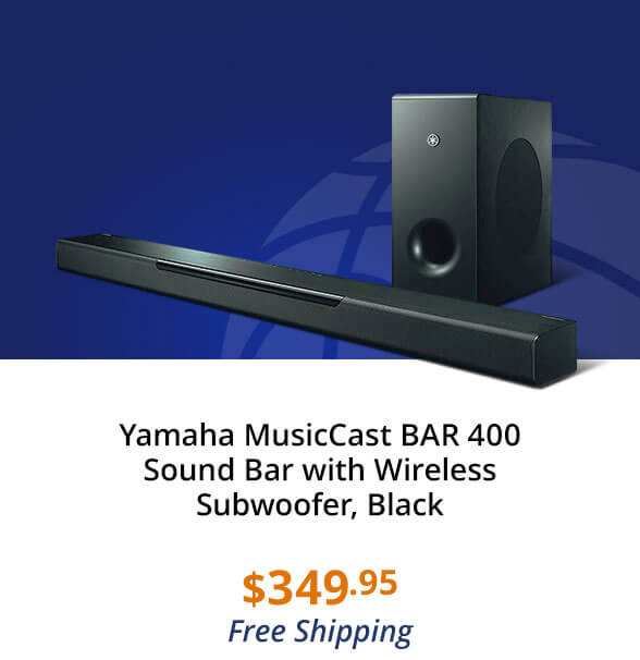 Yamaha MusicCast BAR 400 Sound Bar with Wireless Subwoofer, Black