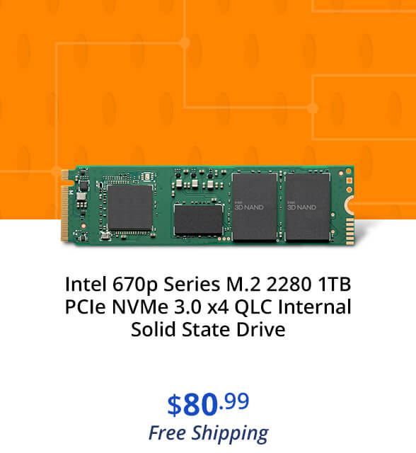 Intel 670p Series M.2 2280 1TB PCIe NVMe 3.0 x4 QLC Internal Solid State Drive