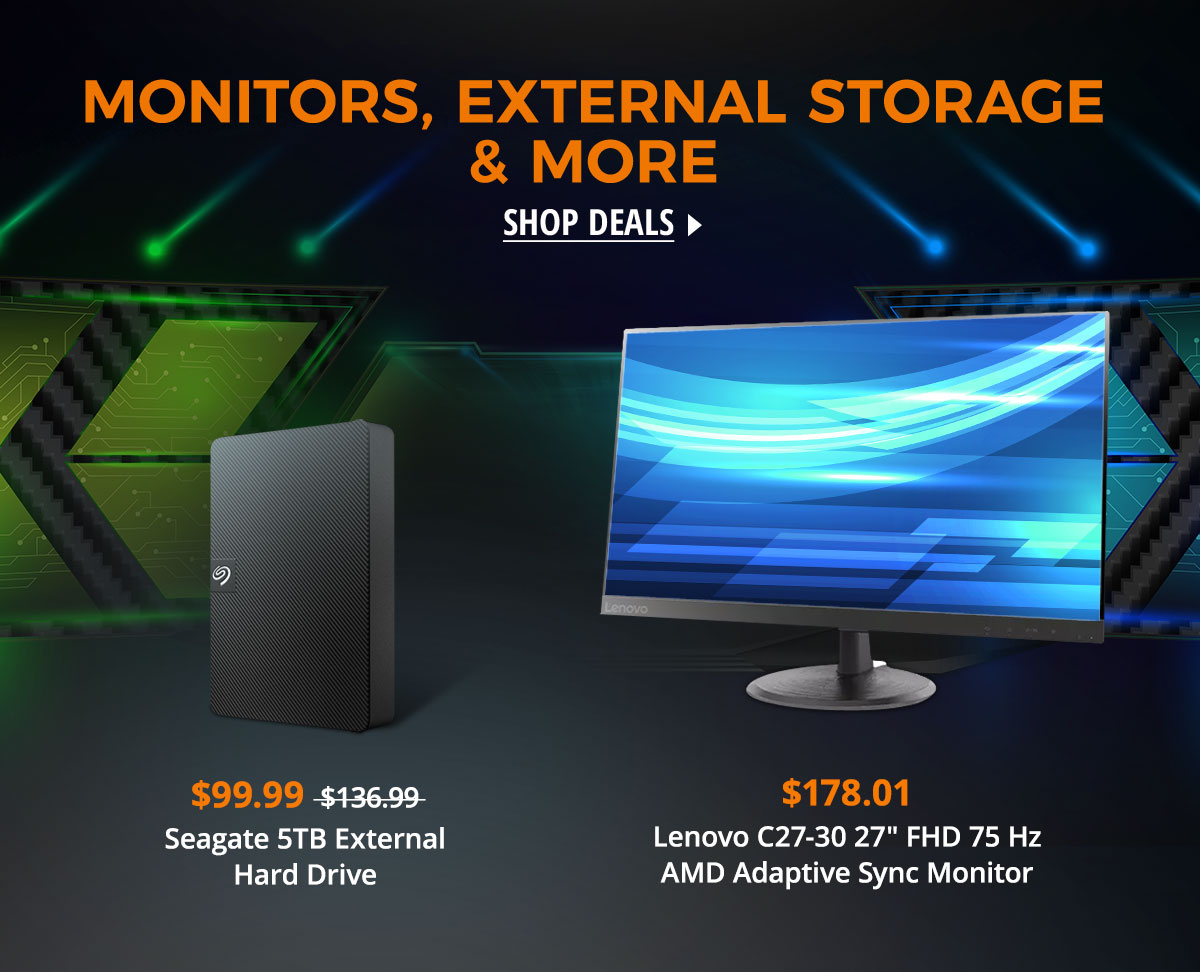 Monitors, External Storage & More