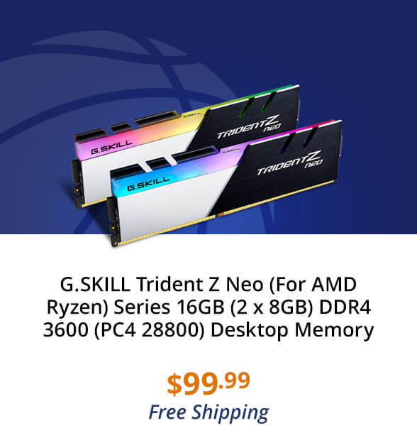 G.SKILL Trident Z Neo (For AMD Ryzen) Series 16GB (2 x 8GB) DDR4 3600 (PC4 28800) Desktop Memory