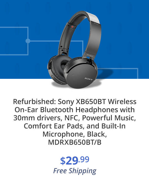 Refurbished: Sony XB650BT Wireless On-Ear Bluetooth Headphones with 30mm drivers, NFC, Powerful Music, Comfort Ear Pads, and Built-In Microphone, Black, MDRXB650BT/B