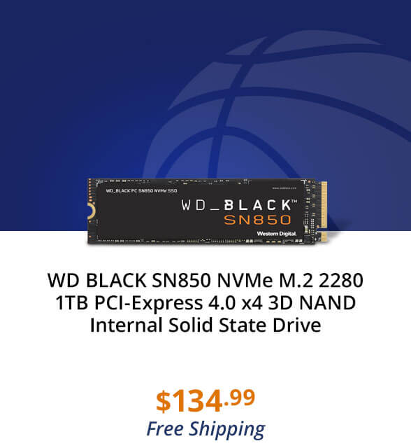 WD BLACK SN850 NVMe M.2 2280 1TB PCI-Express 4.0 x4 3D NAND Internal Solid State Drive