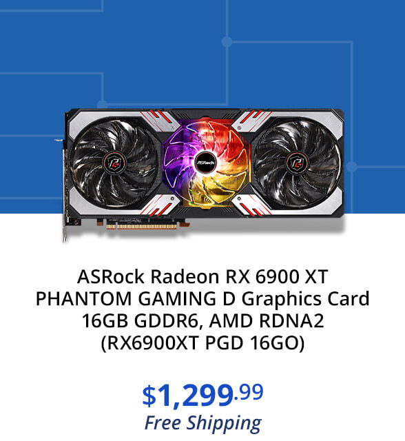 ASRock Radeon RX 6900 XT PHANTOM GAMING D Graphics Card 16GB GDDR6, AMD RDNA2 (RX6900XT PGD 16GO)