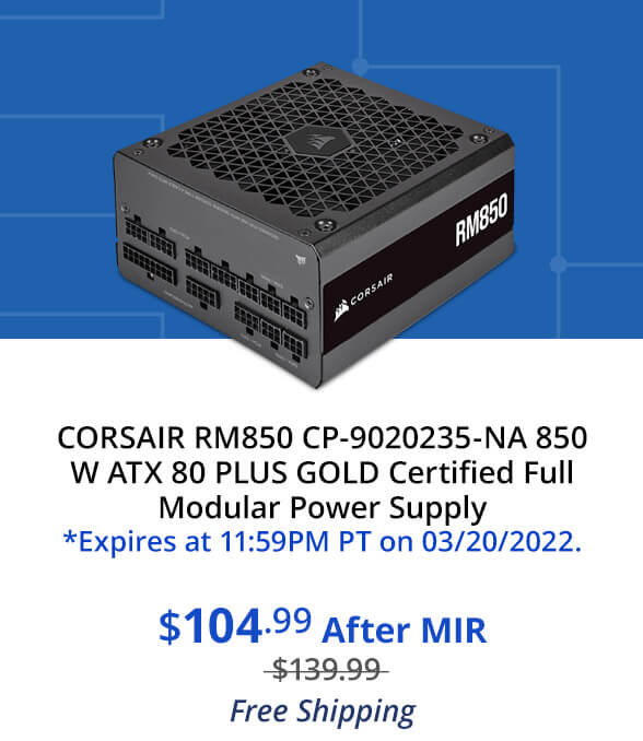 CORSAIR RM850 CP-9020235-NA 850 W ATX 80 PLUS GOLD Certified Full Modular Power Supply