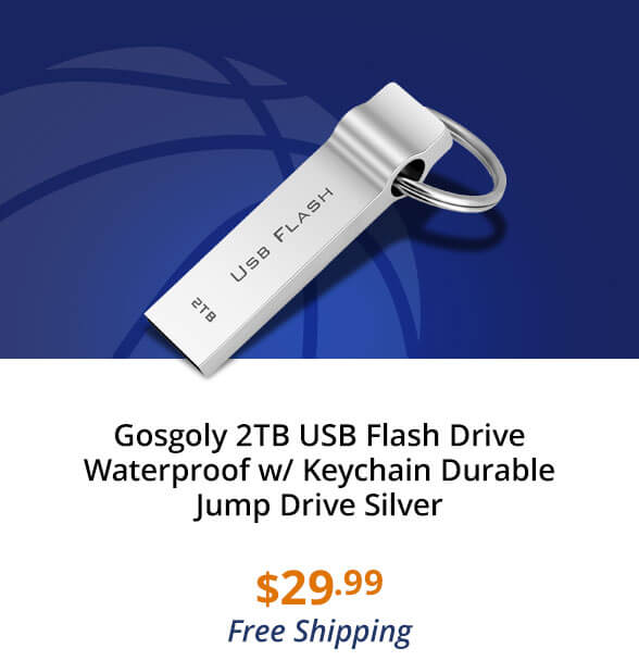 Gosgoly 2TB USB Flash Drive Waterproof w/ Keychain Durable Jump Drive Silver