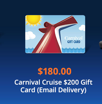 $180.00 Carnival Cruise $200 Gift Card (Email Delivery)