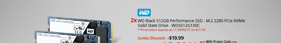 Combo: 2x - WD Black 512GB Performance SSD - M.2 2280 PCIe NVMe Solid State Drive - WDS512G1X0C