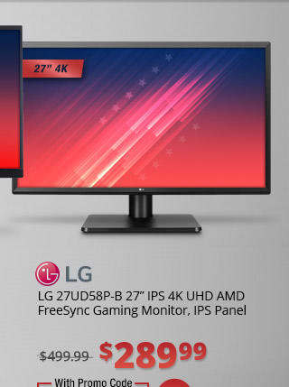 LG 27UD58P-B 27�� IPS 4K UHD AMD Free-Sync Gaming Monitor, IPS Panel