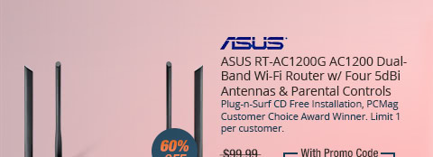 ASUS RT-AC1200G AC1200 Dual-Band Wi-Fi Router w/ Four 5dBi Antennas & Parental Controls