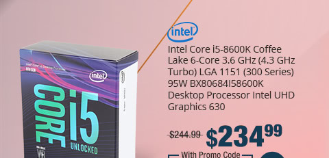 Intel Core i5-8600K Coffee Lake 6-Core 3.6 GHz (4.3 GHz Turbo) LGA 1151 (300 Series) 95W BX80684I58600K Desktop Processor Intel UHD Graphics 630