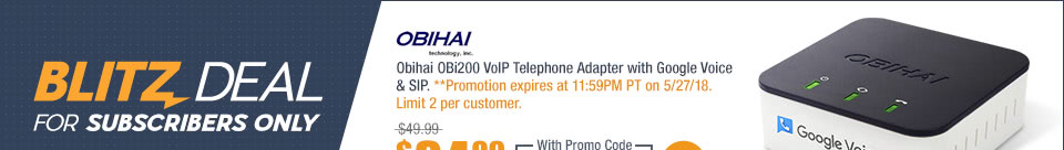 Obihai OBi200 VoIP Telephone Adapter with Google Voice & SIP