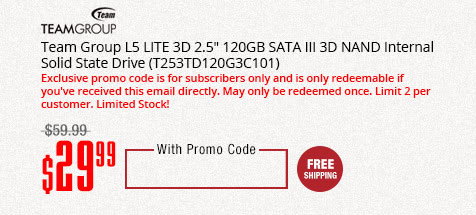 Team Group L5 LITE 3D 2.5" 120GB SATA III 3D NAND Internal Solid State Drive (T253TD120G3C101)