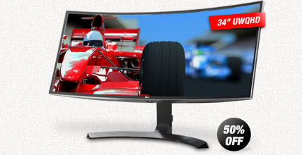 LG 34CB88-P 34" UWQHD 3440 x 1440 (2K) Curved Monitor with AMD FreeSync, Built-in Speakers, IPS Panel