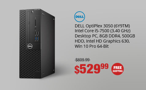 DELL OptiPlex 3050 (6Y9TM) Intel Core i5-7500 (3.40 GHz) Desktop PC, 8GB DDR4, 500GB HDD, Intel HD Graphics 630, Win 10 Pro 64-Bit