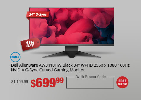 Dell Alienware AW3418HW Black 34" WFHD 2560 x 1080 160Hz NVIDIA G-Sync Curved Gaming Monitor