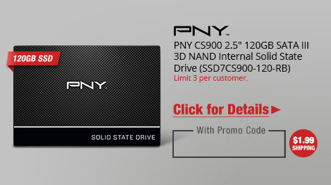 PNY CS900 2.5" 120GB SATA III 3D NAND Internal Solid State Drive (SSD7CS900-120-RB)