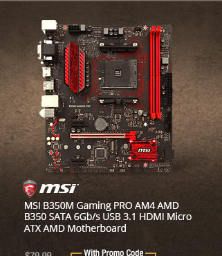 MSI B350M Gaming PRO AM4 AMD B350 SATA 6Gb/s USB 3.1 HDMI Micro ATX AMD Motherboard