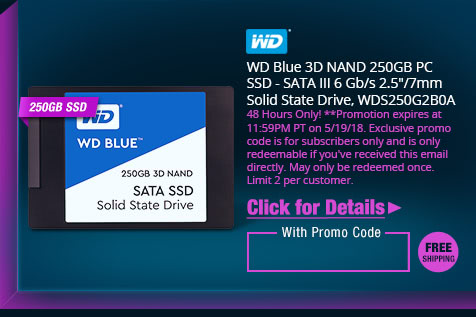 WD Blue 3D NAND 250GB PC SSD - SATA III 6 Gb/s 2.5"/7mm Solid State Drive, WDS250G2B0A