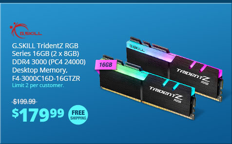 G.SKILL TridentZ RGB Series 16GB (2 x 8GB) DDR4 3000 (PC4 24000) Desktop Memory, F4-3000C16D-16GTZR