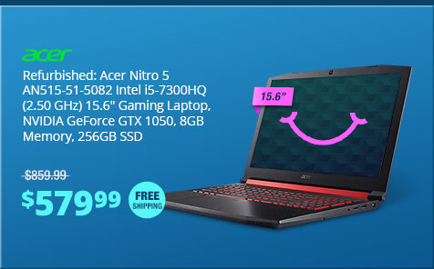 Refurbished: Acer Nitro 5 AN515-51-5082 Intel i5-7300HQ (2.50 GHz) 15.6" Gaming Laptop, NVIDIA GeForce GTX 1050, 8GB Memory, 256GB SSD