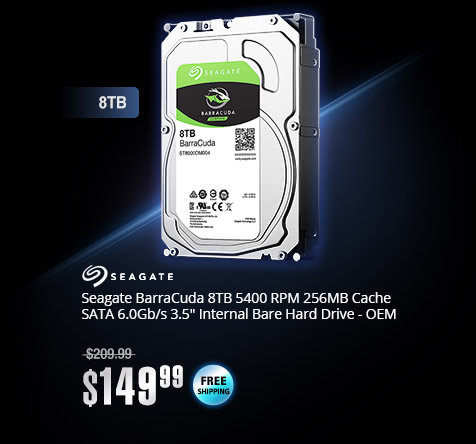 Seagate BarraCuda 8TB 5400 RPM 256MB Cache SATA 6.0Gb/s 3.5" Internal Bare Hard Drive - OEM