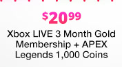 Xbox LIVE 3 Month Gold Membership + APEX Legends 1,000 Coins