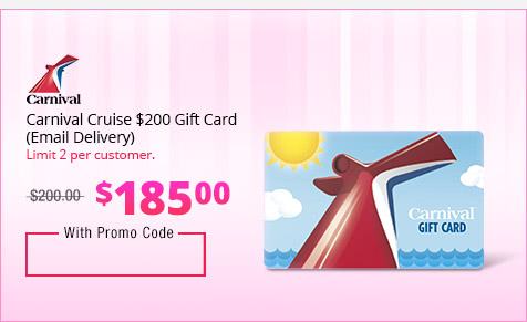 Carnival Cruise $200 Gift Card (Email Delivery)